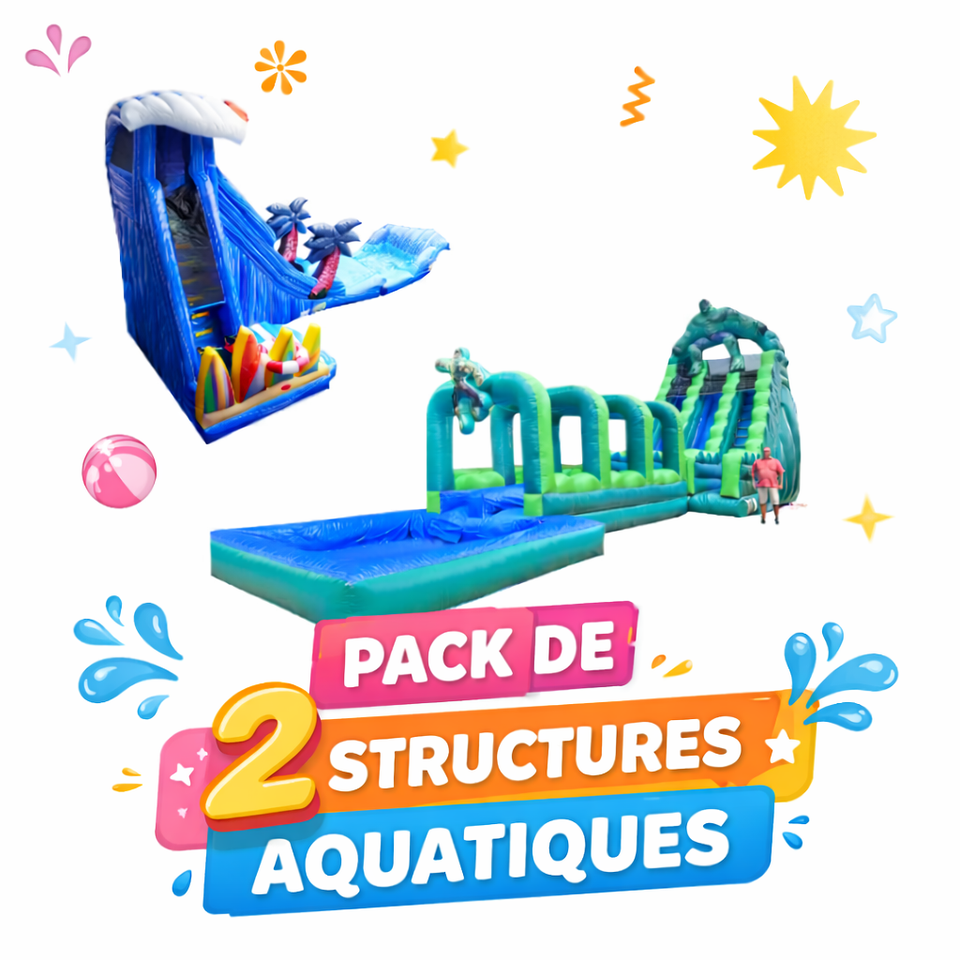 Location château gonflable pack 2 structures aquatiques
