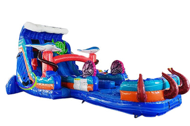 Vente château gonflable toboggan aquatique Pieuvre