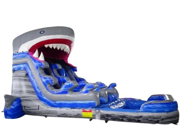 Vente château gonflable toboggan aquatique requin