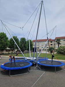 Location trampoline élastique 4 pistes avec remorque