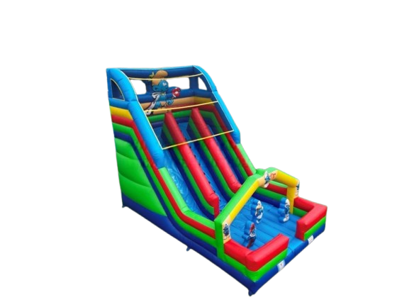 Vente château gonflable toboggan Schtroumpfs