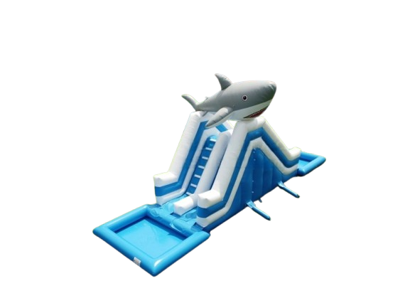Vente château gonflable toboggan aquatique requin