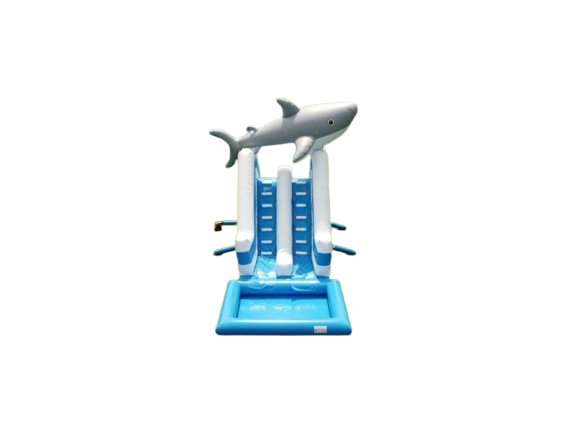 Vente château gonflable toboggan aquatique requin