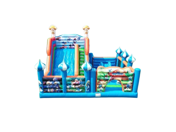 Vente Château gonflable multiplay "Schtroumpfs"