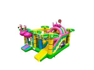 Vente château gonflable multiplay "jungle flamant rose"