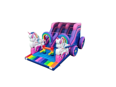 Vente château gonflable toboggan charriot licorne