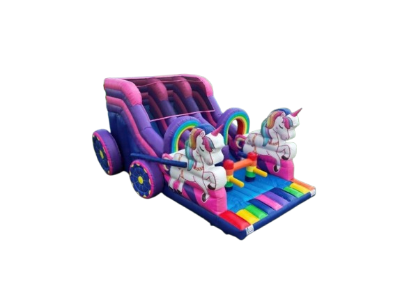 Vente château gonflable toboggan charriot licorne