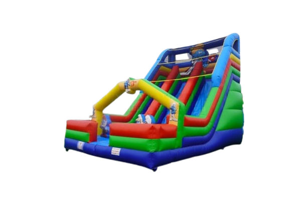 Vente château gonflable toboggan Schtroumpfs