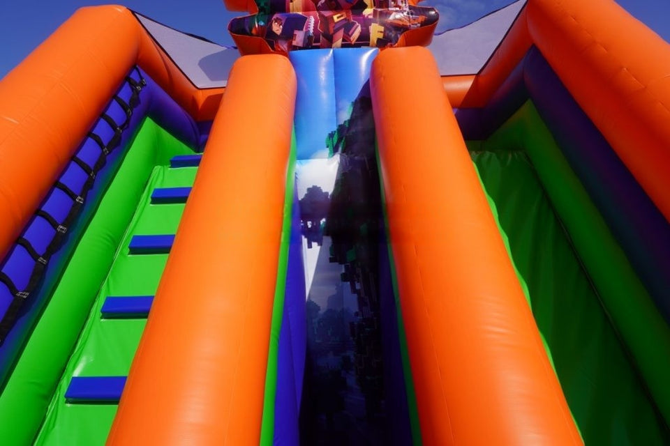 Vente château gonflable toboggan Minecraft