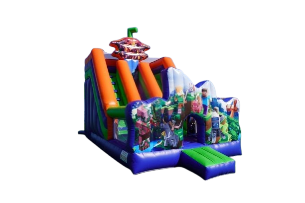 Vente château gonflable toboggan Minecraft