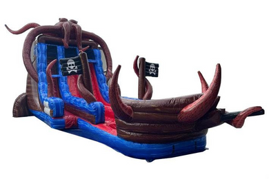 Vente château gonflable toboggan aquatique pieuvre pirate