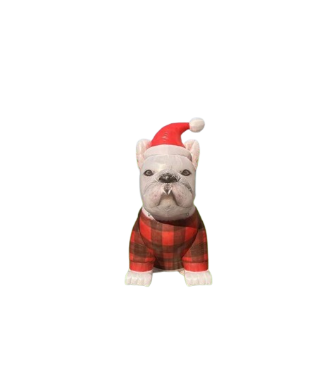 Vente structure gonflable décorative "chien de noël Bouledogue français"