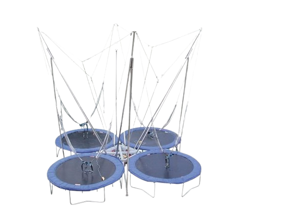 Location trampoline élastique 4 pistes avec remorque