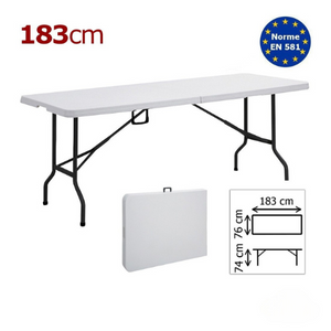 Table pliante rectangulaire 183cm BLANCHE