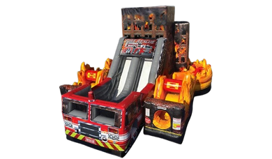 Vente château gonflable toboggan pompier