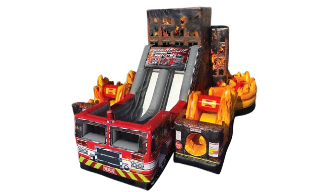 Vente château gonflable toboggan pompier