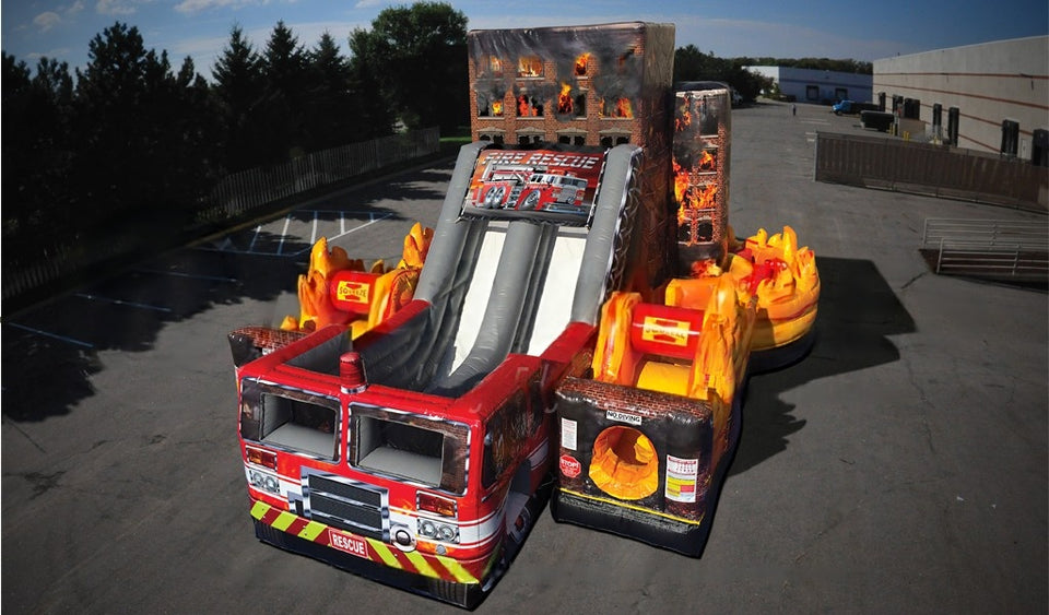 Vente château gonflable toboggan pompier
