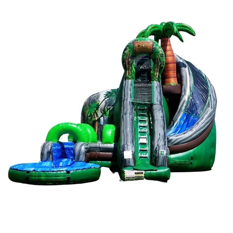 Vente toboggan aquatique gonflable tropical slide