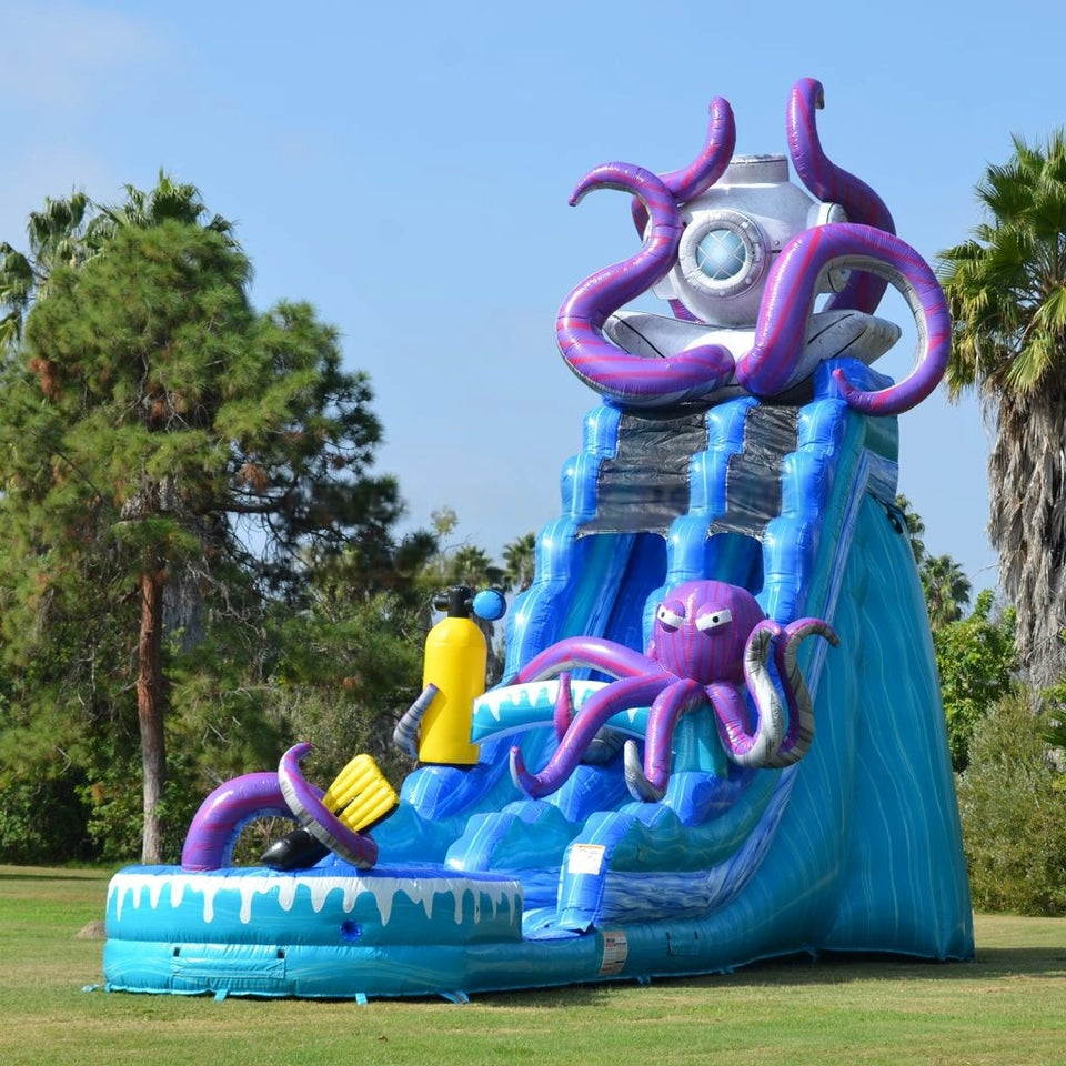 Vente château gonflable toboggan aquatique pieuvre