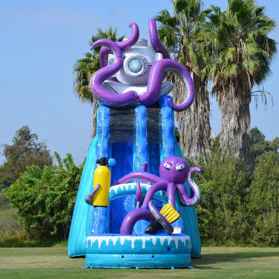 Vente château gonflable toboggan aquatique pieuvre