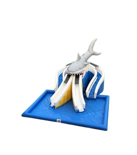 Vente château gonflable toboggan aquatique requin