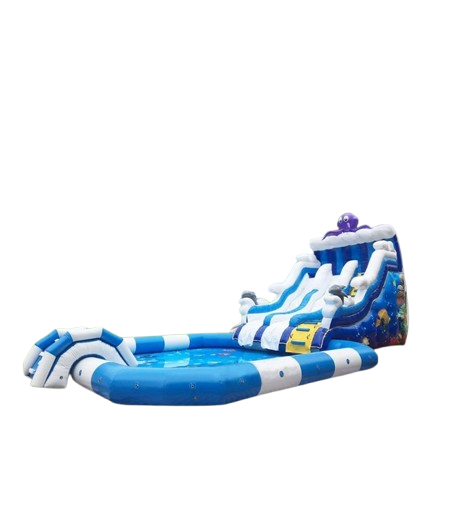 Vente château gonflable toboggan aquatique pieuvre et dauphin