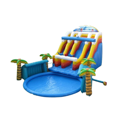 Vente château gonflable toboggan aquatique jungle pool