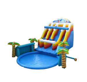 Vente château gonflable toboggan aquatique jungle pool