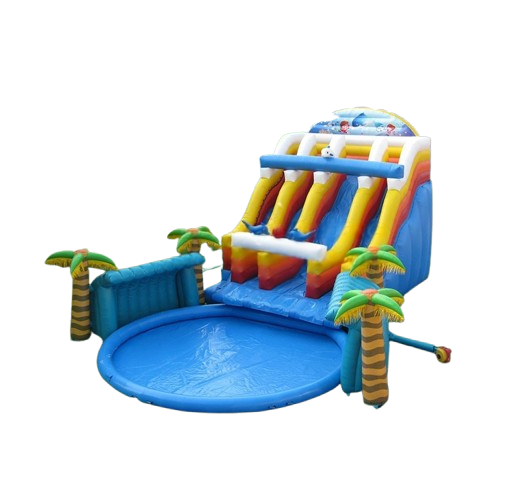 Vente château gonflable toboggan aquatique jungle pool
