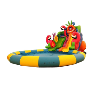 Vente château gonflable toboggan aquatique flamant rose