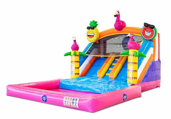 Location Toboggan Gonflable Splash Flamant Rose