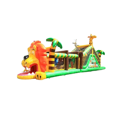 Vente château gonflable parcours d'obstacles jungle safari