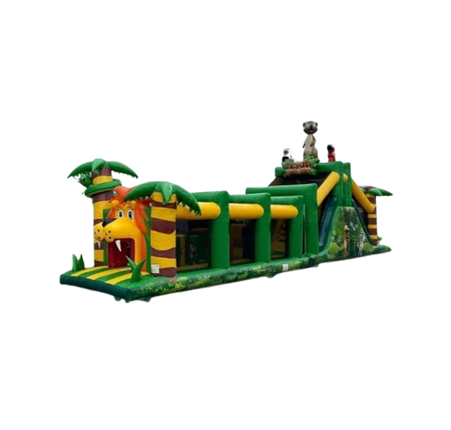 Château gonflable parcours jungle lion
