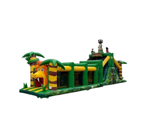 Château gonflable parcours jungle lion