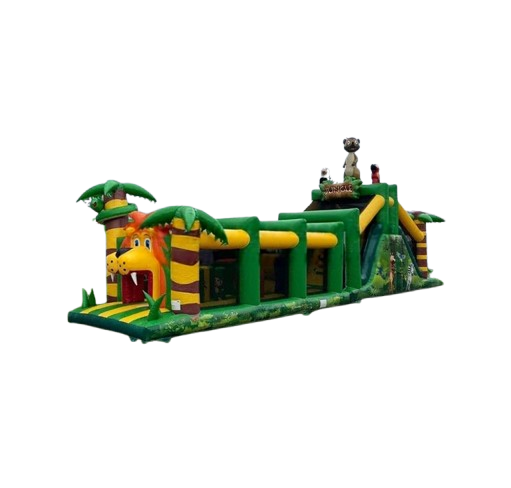 Vente Château gonflable parcours d'obstacles "jungle lion"
