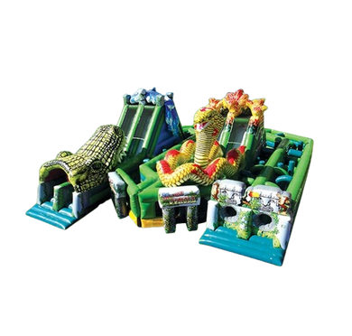 Vente château gonflable parcours d'obstacles jungle danger