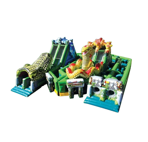 Vente château gonflable parcours d'obstacles jungle danger