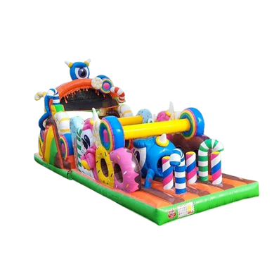 Vente château gonflable parcours d'obstacles Candy monster
