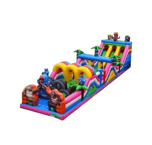 Vente château gonflable parcours d'obstacles jungle ours