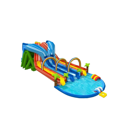 Vente château gonflable toboggan aquatique arc en ciel