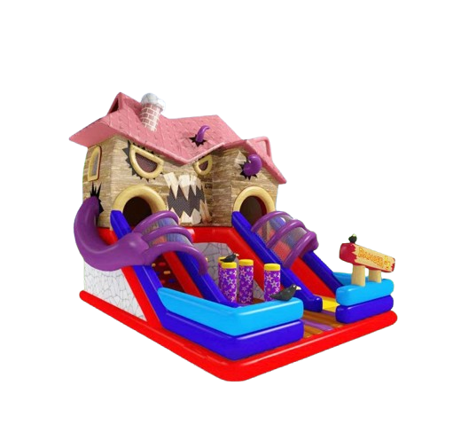 Vente château gonflable toboggan Manoir d'halloween