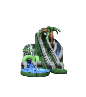 Vente château gonflable toboggan aquatique palmier