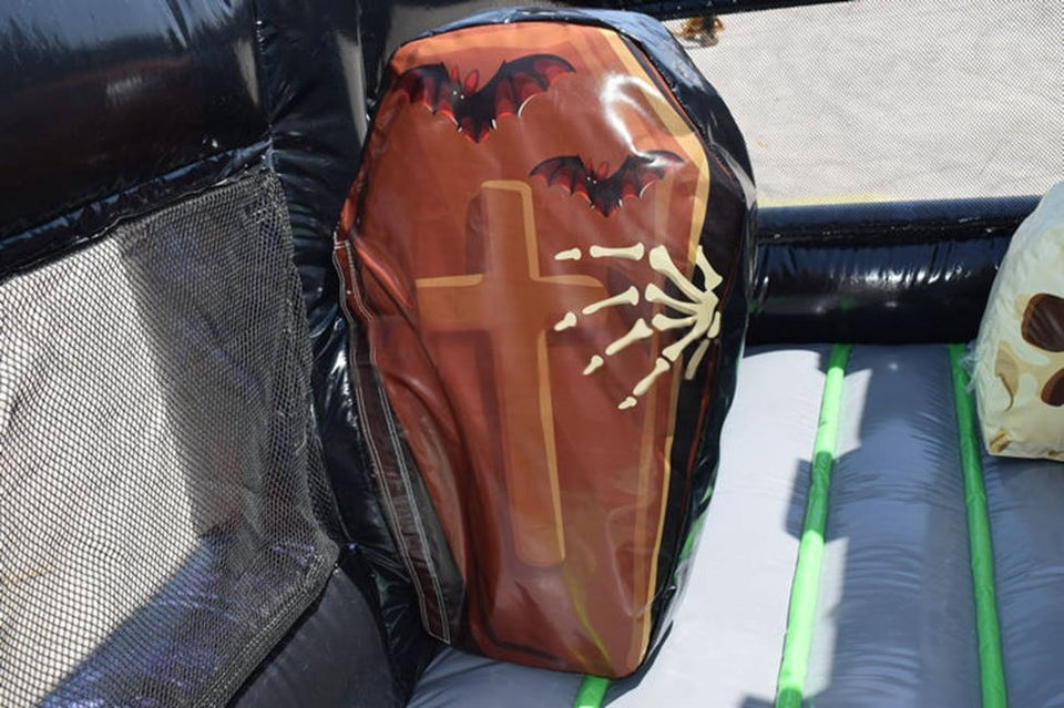 Vente château gonflable double toboggan halloween