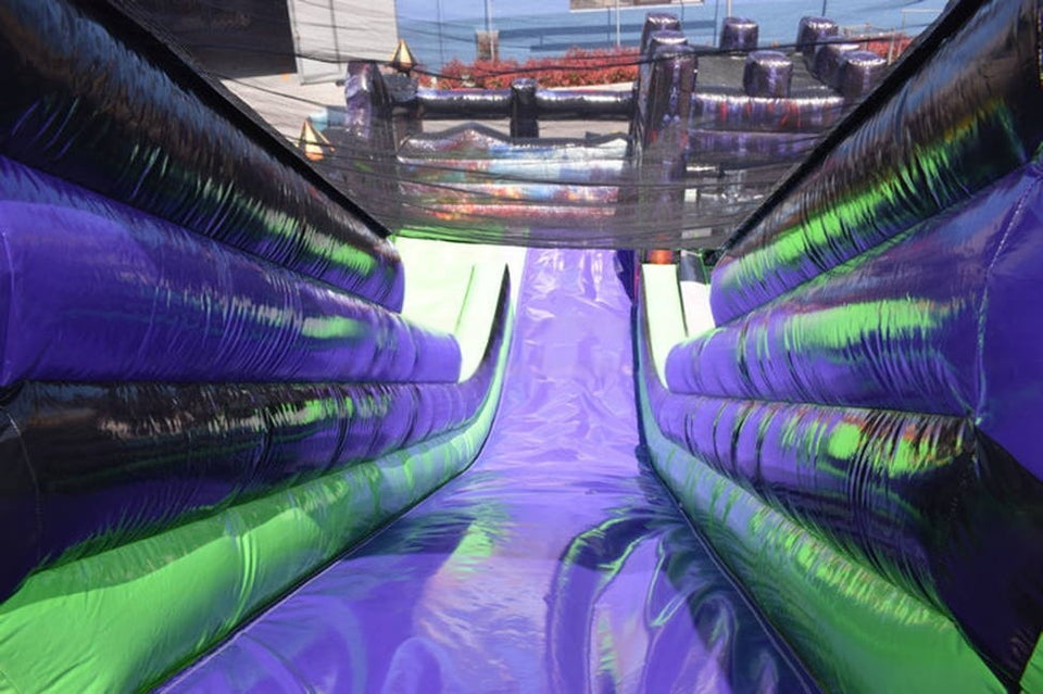 Vente château gonflable double toboggan halloween