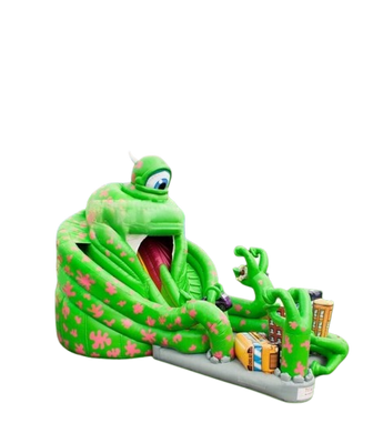 Vente château gonflable toboggan Monstre vert œil