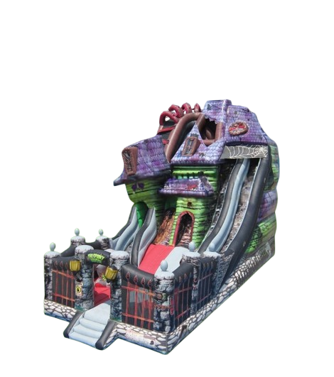Vente château gonflable toboggan Le Manoir d'halloween