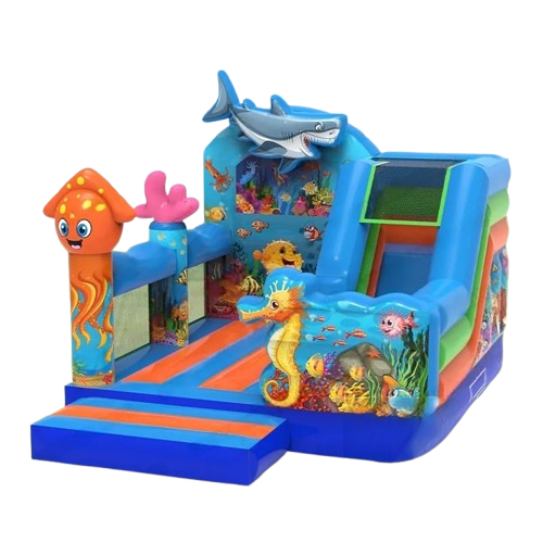 Vente château gonflable combo toboggan océan
