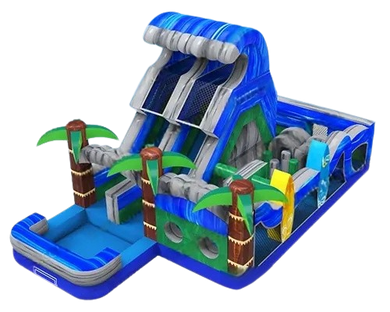 Vente château gonflable toboggan aquatique palmier