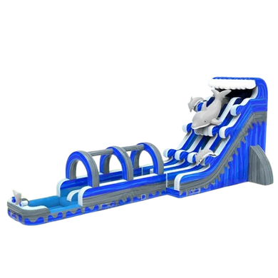 Vente château gonflable toboggan aquatique dauphins