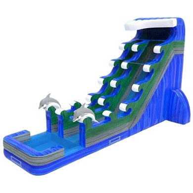 Vente château gonflable toboggan aquatique dauphins